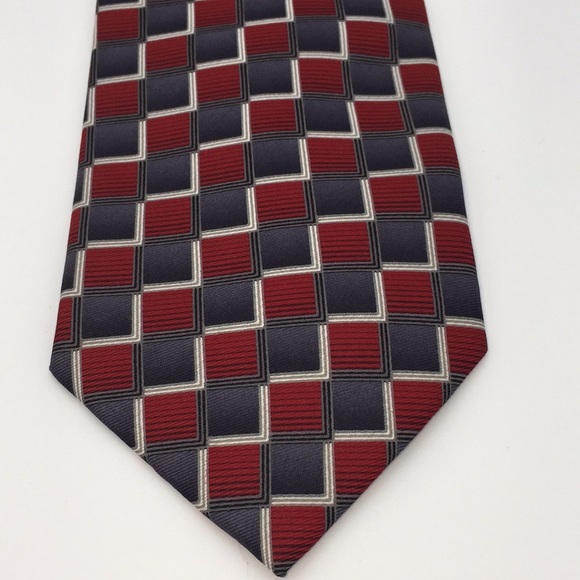 Vintage Protocol Men’s Neck Tie Red Grey - Picture 2 of 7